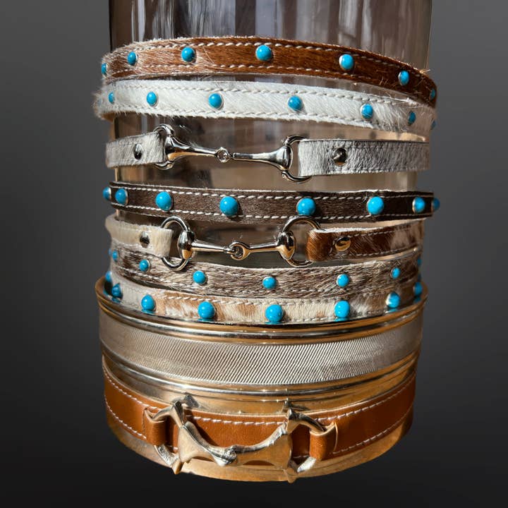 Westrian (Formerly Equipage) - Wholesale Hat Accessory - Women's - Hair On Cowhide Leather Snaffle Bit Hat Band