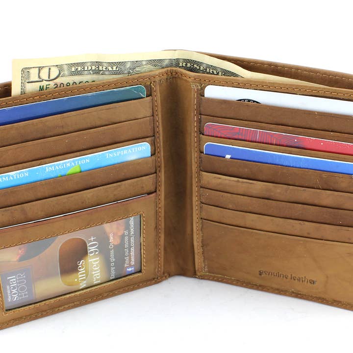 Leather Impressions Inc – Carteira – Homem por atacado – Hipster de couro de vaca de grão superior Bacci W/898