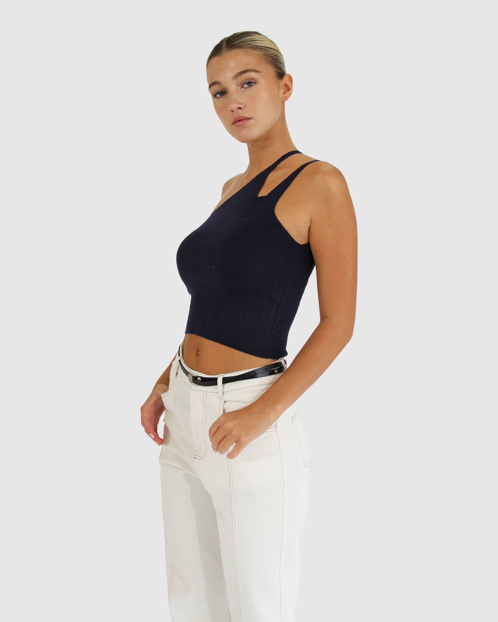 belle & bloom - Wholesale Knit Top - Women's - Symphony Double Strap Knit Crop - Navy1