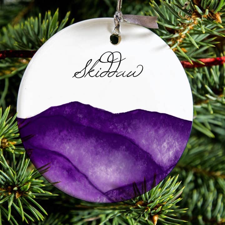 Ornamento da appendere a slitta in porcellana illustrata per la vendita all'ingrosso da parte di Go Your Own Way Apparel
