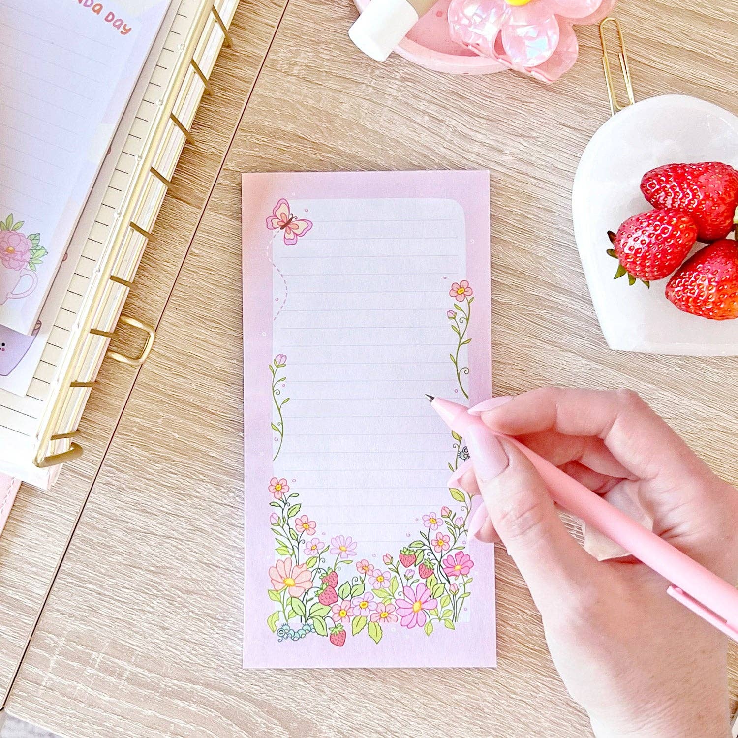 The Rosy Redhead - Wholesale Notepad - Shopping To Do List Planner Cute Strawberry Patch Notepad3