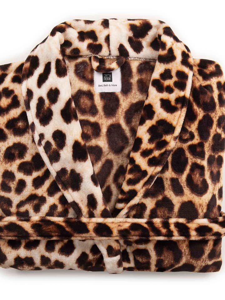 Heckettlane - Wholesale Robe - Unisex - Leopard Long Bathrobe M Brown1