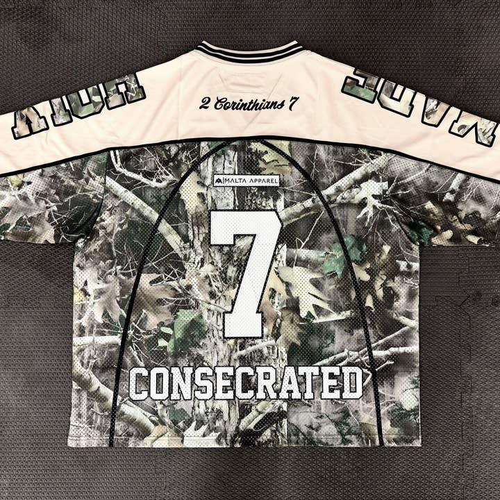 Malta Apparel LLC - Wholesale Jersey - Men's - CONSECRATED Jersey - Cream/Woodland Camo (Oversized Fit)1