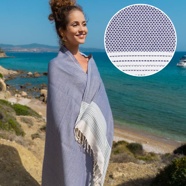 Samimi – wholesale Strandhandduk – PHARAO Strandhandduk, Turkisk Hamam Handduk/Blå - Ljusblå
