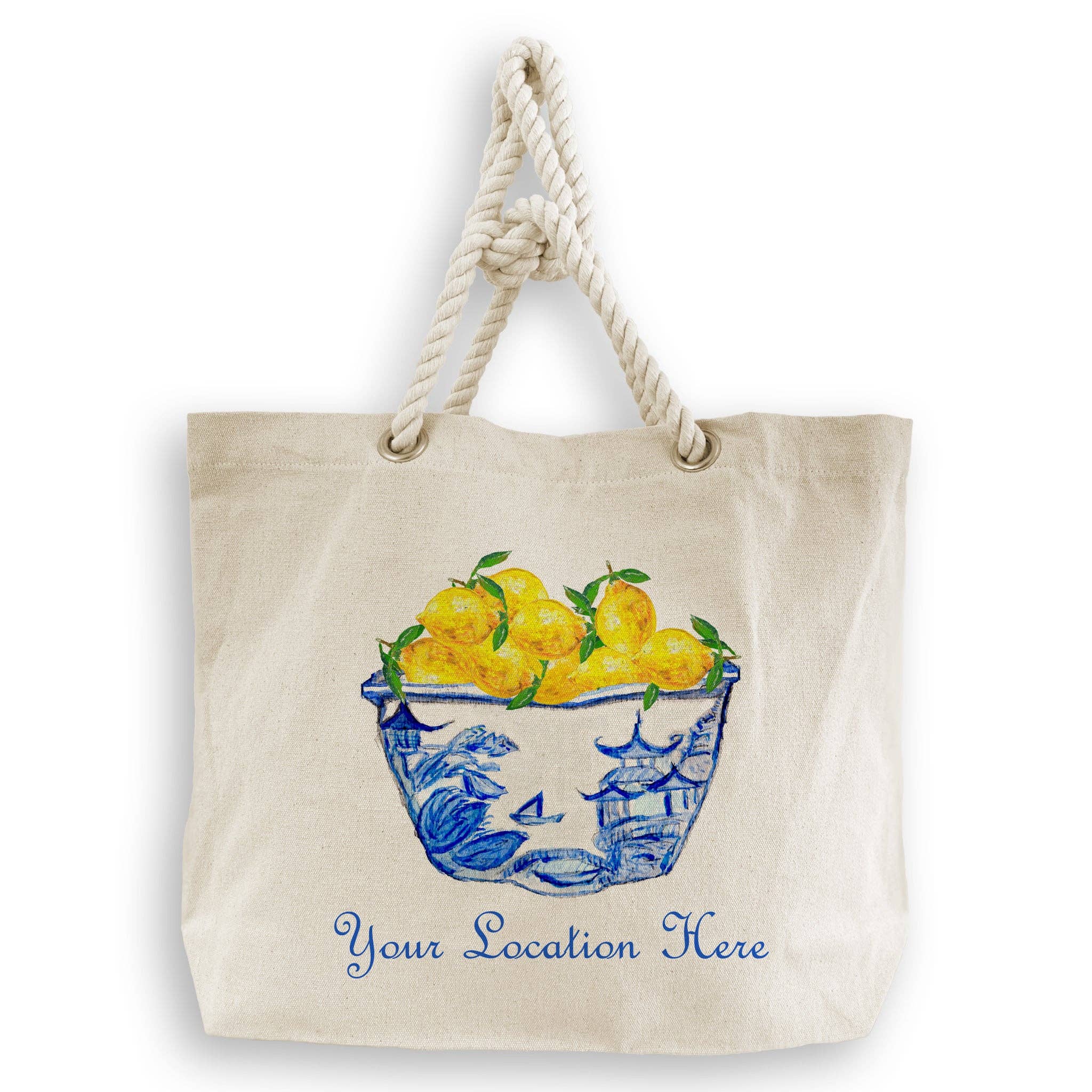 French Graffiti - Wholesale Tea Towel - Blue & White Bowl with Lemons and Location6