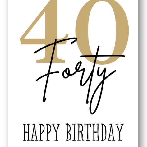 Second Ave Gift Company – Großhandel Geburtstagskarten – Second Ave Gold Forty 40th Glückwunschkarte