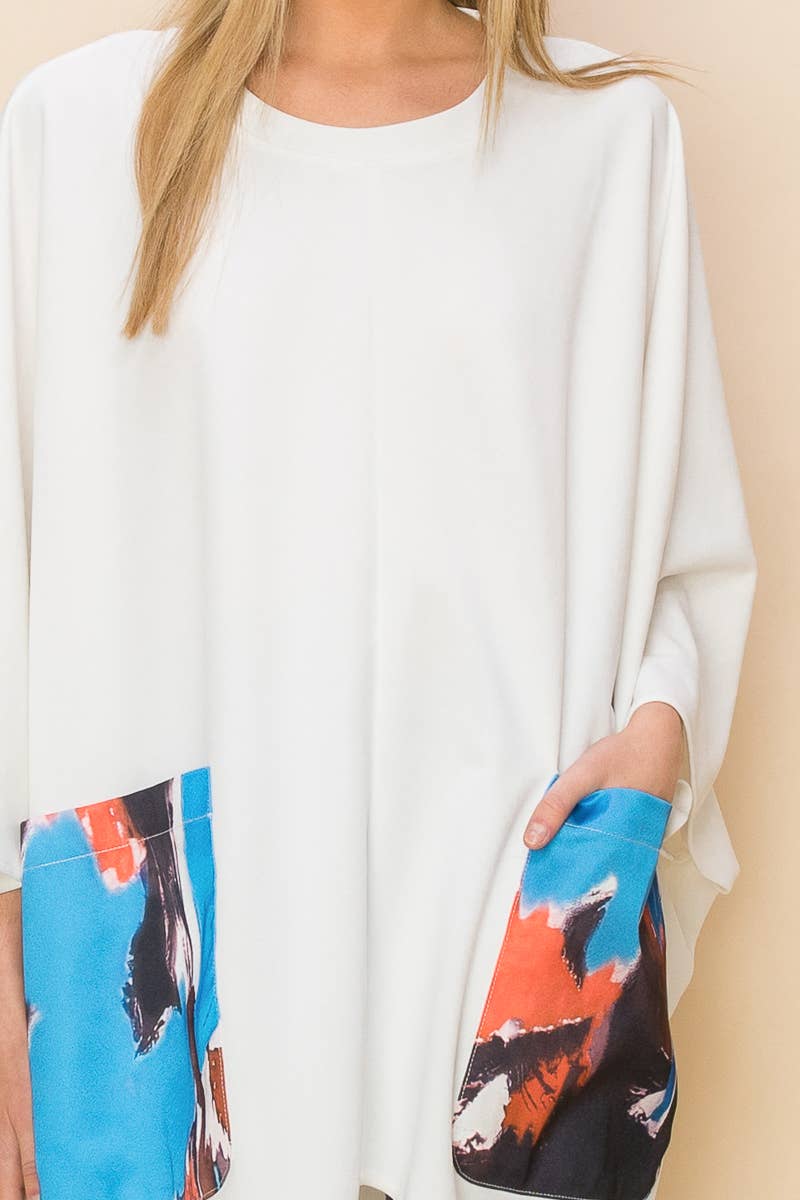 QMP Moda - Wholesale Tunic - Women's - PLUS SIZE - LOOSE FIT TOP WITH COLOR POCKETS 10