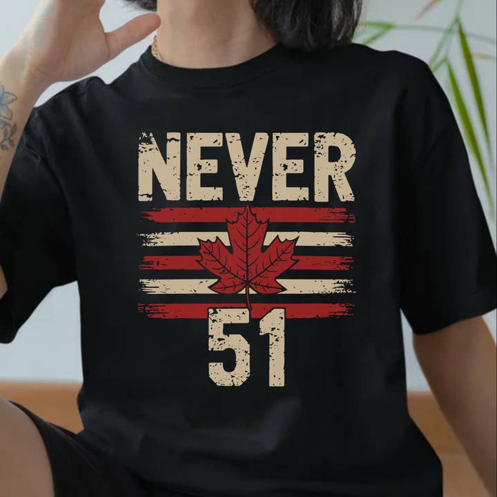 Camiseta Never 51 Folha de Bordo Canadiana Design Vintage por atacado de STRONG N FREE CDN