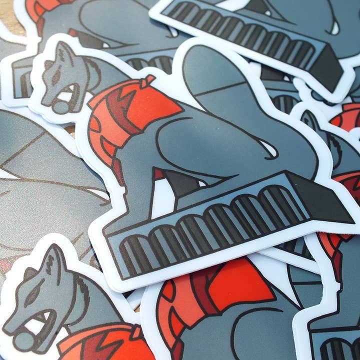 Gray Fox Statue Sticker - Waterproof Vinyl Sticker for wholesale by Love Always, Laura Ann