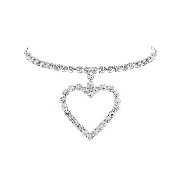 SP Sophia Collection - Wholesale Choker/Collar - Valentines Day Rhinestone Heart Choker Necklace1