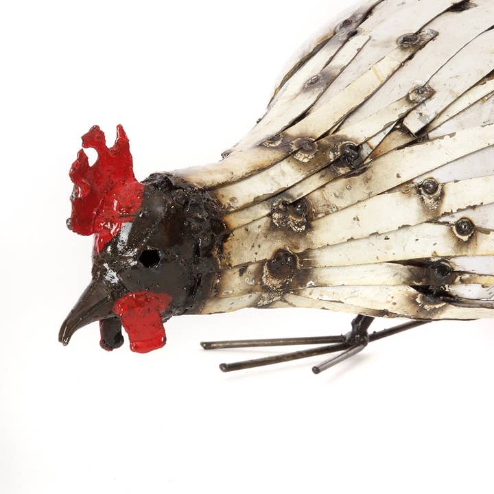 African Modern - Wholesale Sculpture - Pecking Chicken Recycled Metal Sculpture2