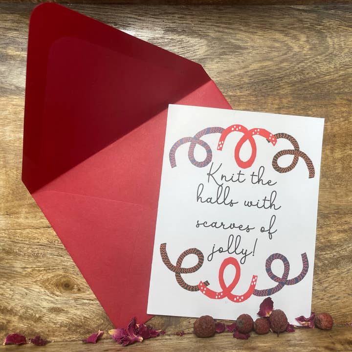 Tarjeta única Holiday - Knit the Halls with Scarves para venta al por mayor de HeartedS2