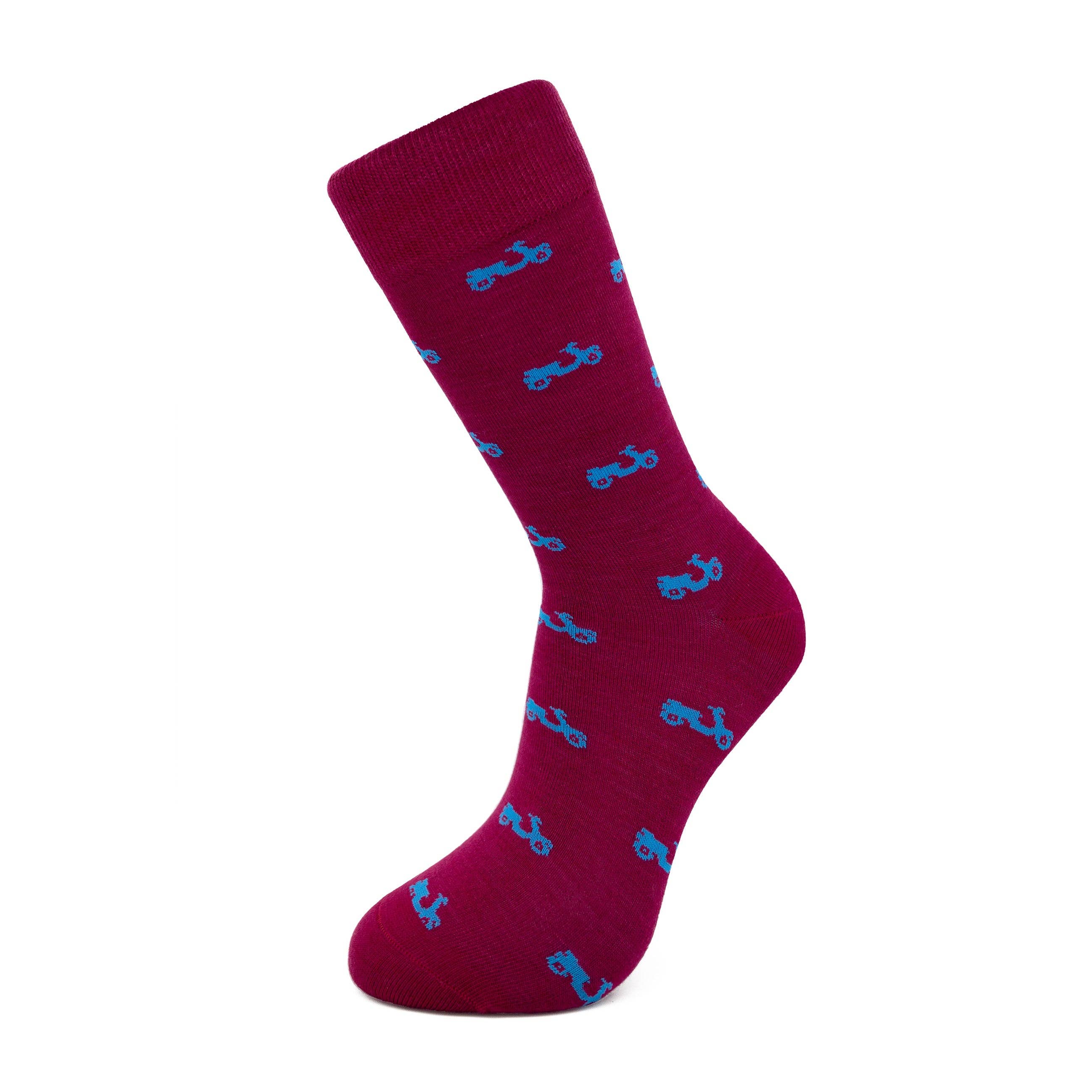 Slopes&Town - Wholesale Socks - Unisex - Gift box belt Xavi and Burgundy Vespa Socks2