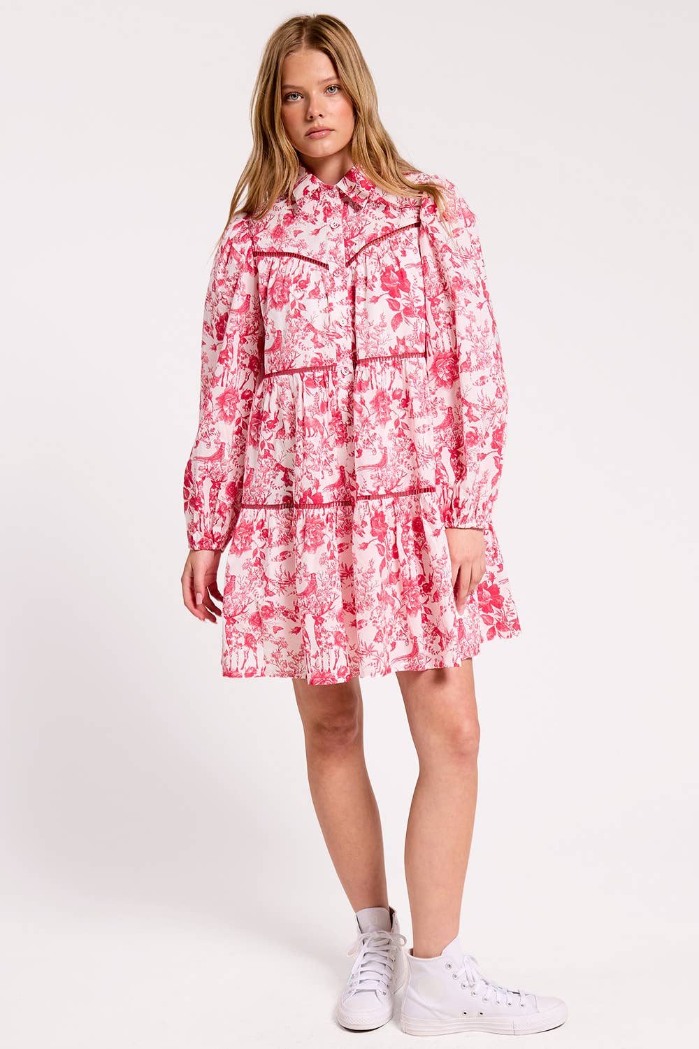 Ultramarine - Wholesale Dress - Women's - Toile Button-down Shirt Mini Dress7