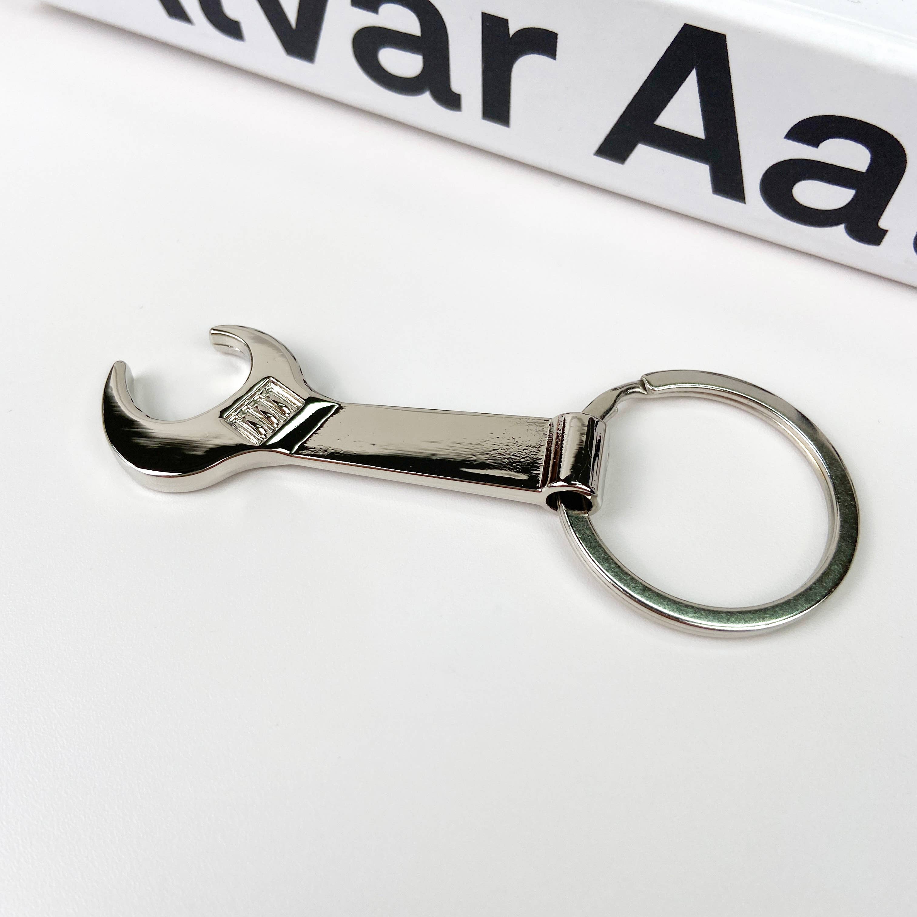 Silver Wrench Beer bottle Opener Keychain for wholesale on Faire4