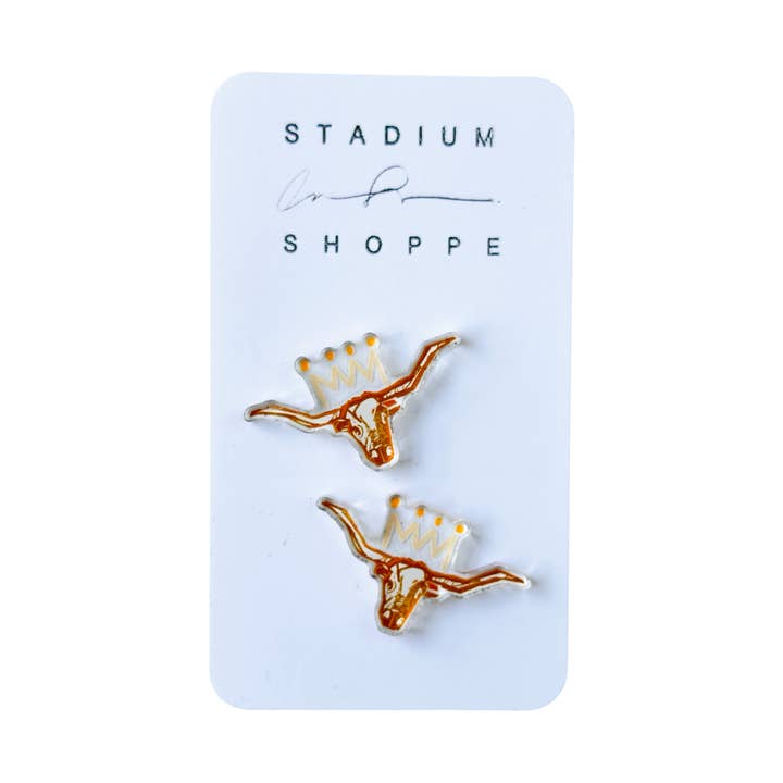 Burnt Orange x White Longhorn Gameday Earrings for wholesale by Stadium Shoppe & Co