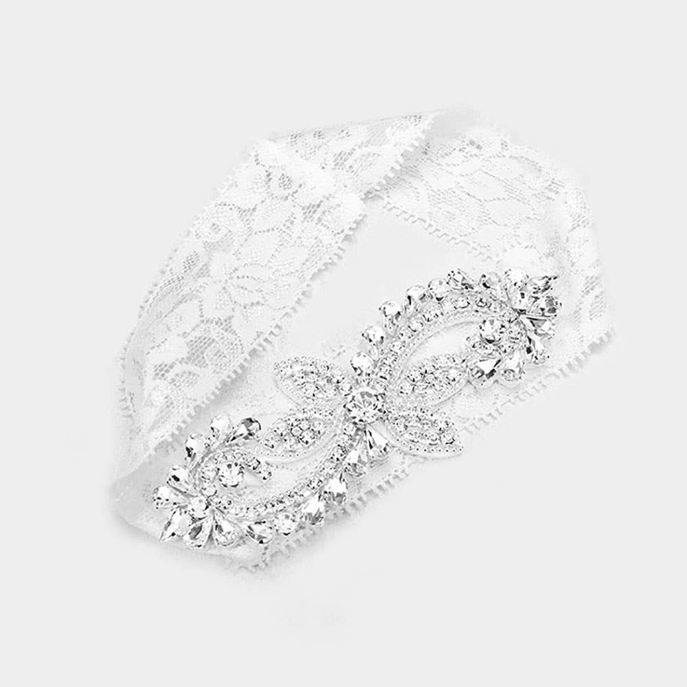 Sensibling Corp. – wholesale Garter belt – Women's – Crystal Pave Flower Lace Stretch Wedding Garter
1
