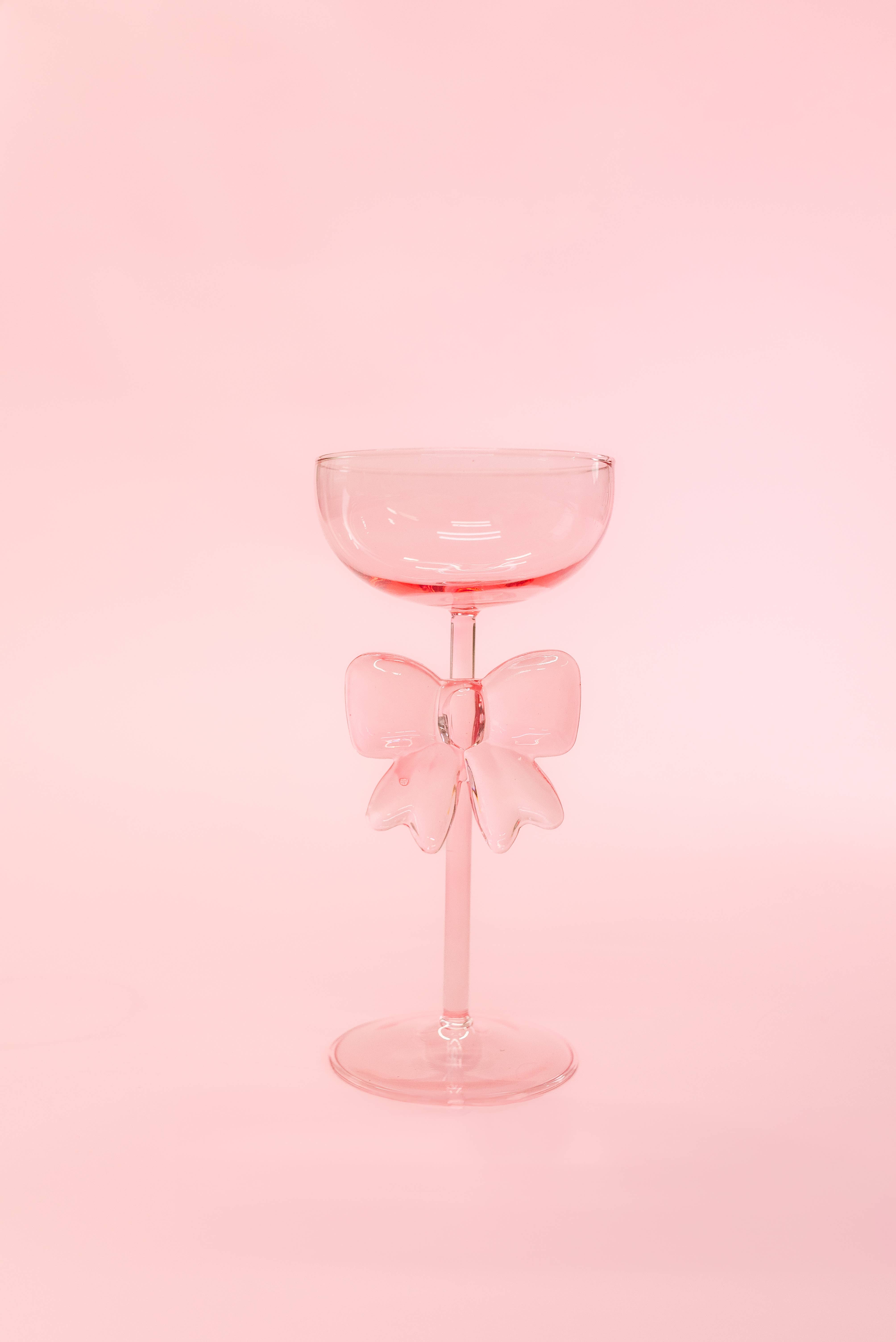 Rock Paper Scissors - Wholesale Wine Glass - Bow & Bubbly - Pink Coupe Wine Glass 0