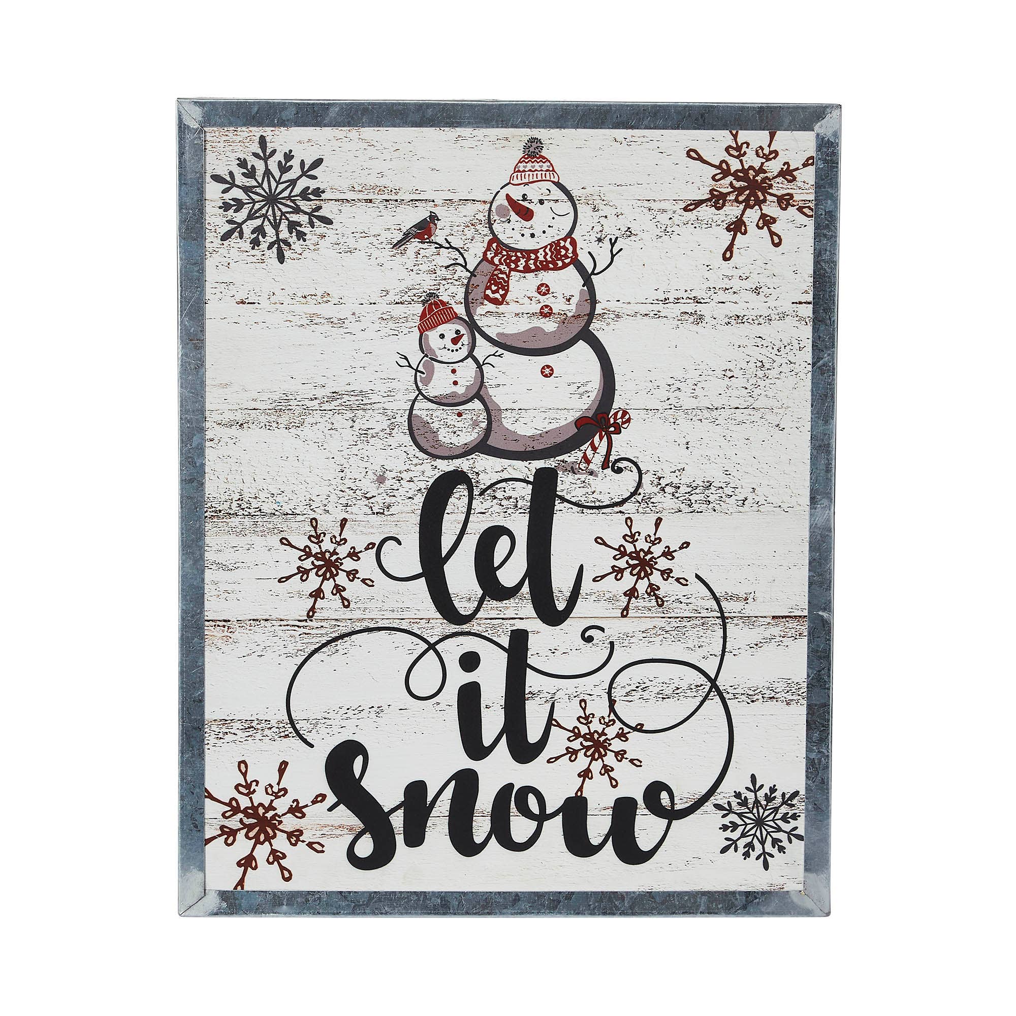 VHC Brands - Wholesale Sign - Let It Snow Snowman Framed Wall Hanging Sign 15x122
