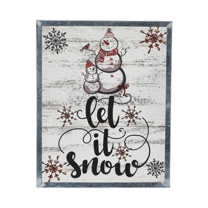 VHC Brands - Wholesale Sign - Let It Snow Snowman Framed Wall Hanging Sign 15x122