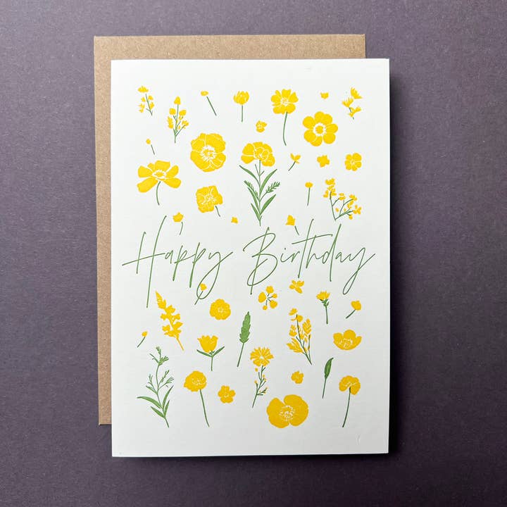 Penguin Ink - Wholesale Birthday card - Flower press Birthday Card | Letterpress Birthday Day Card2
