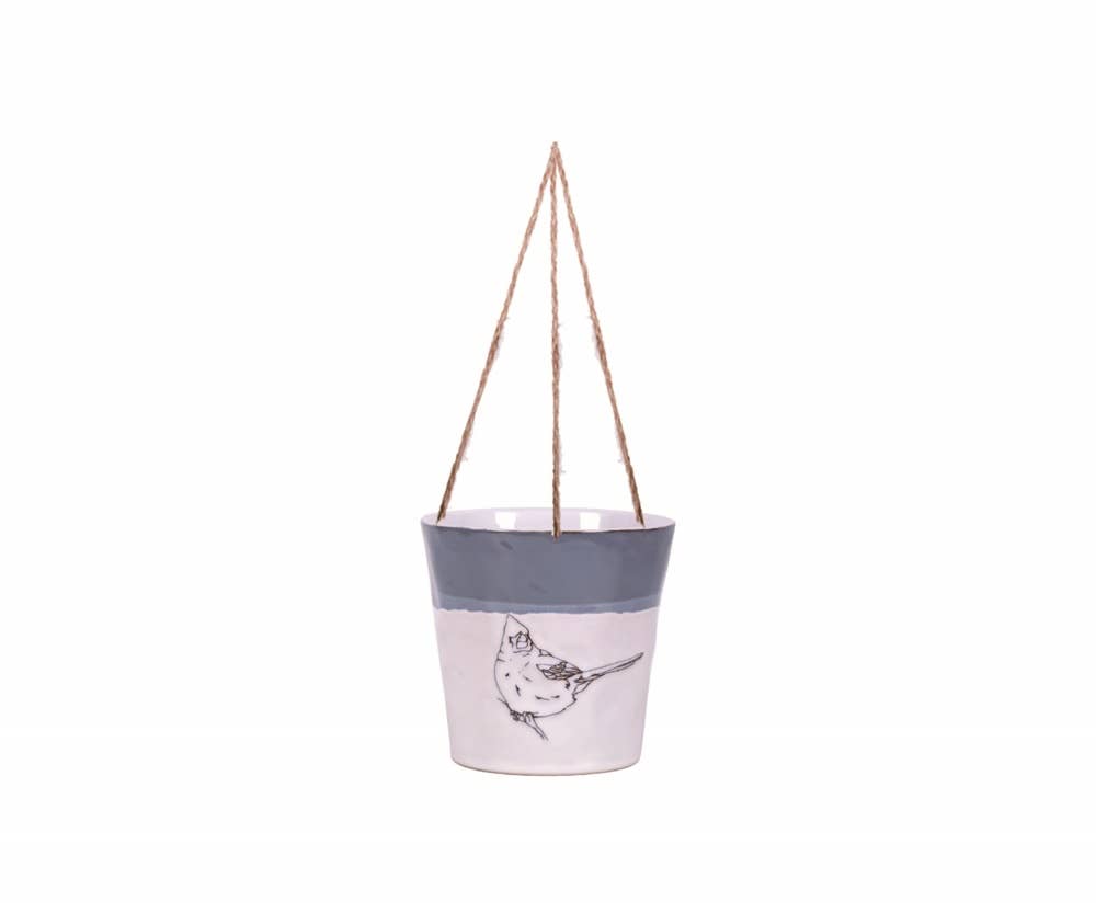 Blue Sky Clayworks - Wholesale Hanging Planter - 5.25" Hanging Songbird Blue Flower Pot0