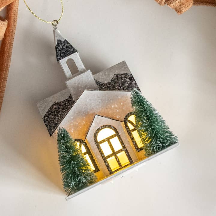 ORNAMENTO DI CHIESA ILLUMINATO BIANCO E NERO per la vendita all'ingrosso da parte di Ragon House