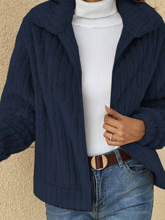 Plain Zipper Fluffy Jacket MSW012 for wholesale by UNISHE