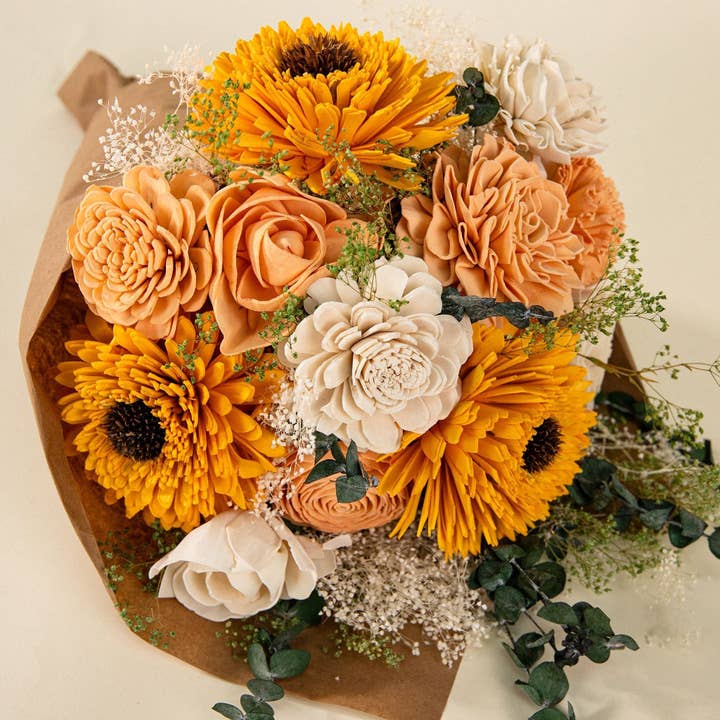 Sola Wood Flowers - Wholesale Artificial Flowers - Deluxe Large Bouquet - Sun Zinnia