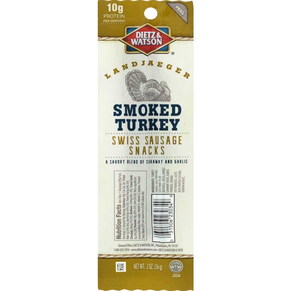 Dietz & Watson - Wholesale Sausage - Dietz & Watson Smoked Turkey Landjaeger Sticks, 2 oz0