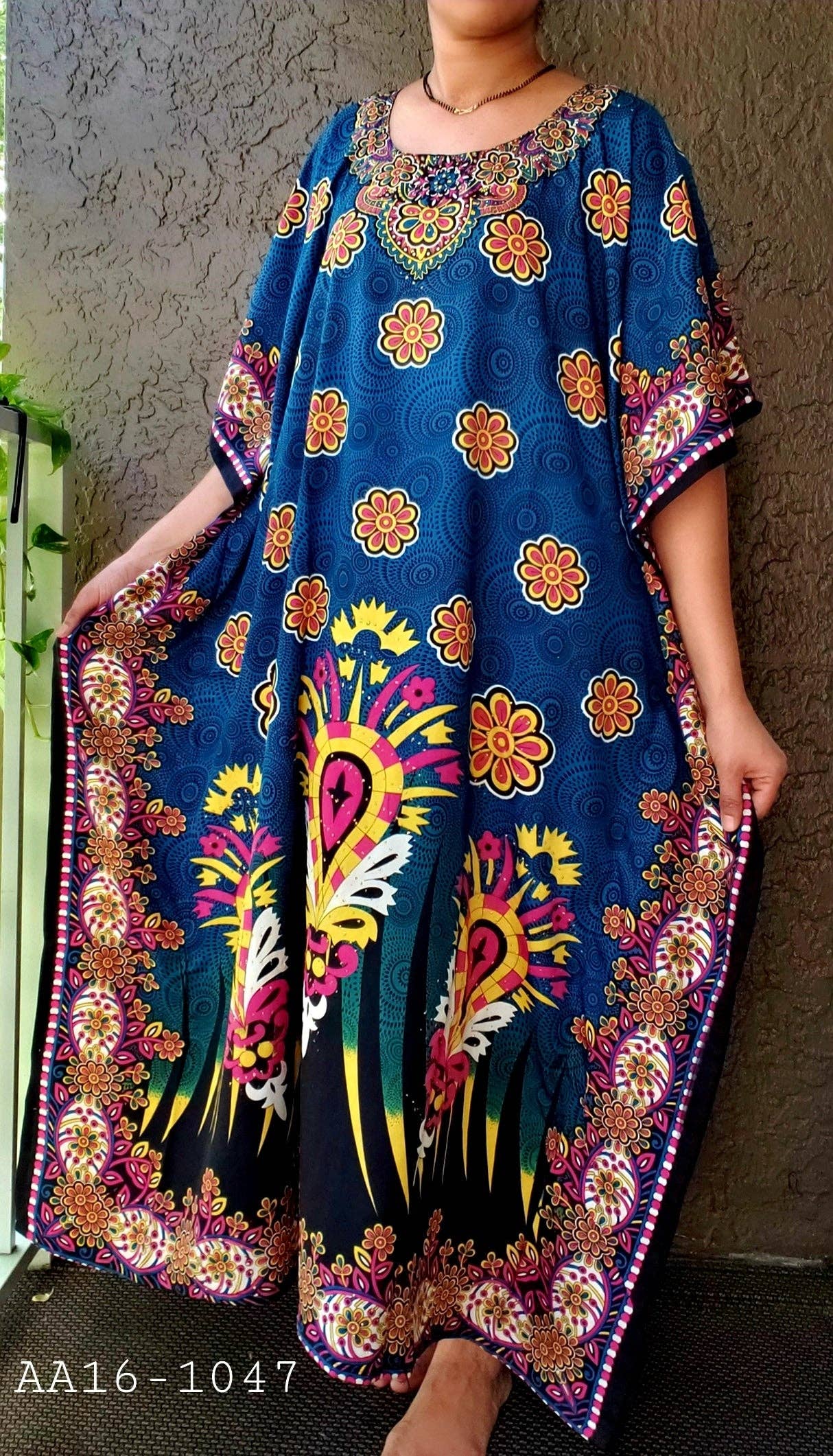 India Batik - Wholesale Kaftan - Women's - Women Floral / Sequin Embellished Kaftan Dress1