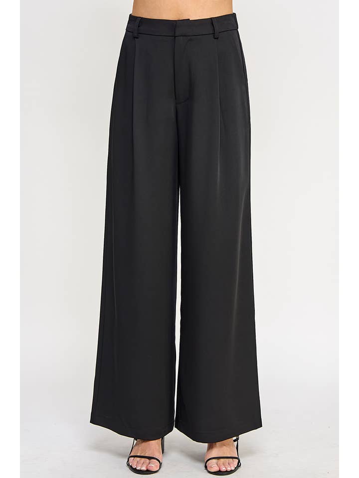 Allie Rose - Wholesale Pants - Women's - Pleat Front Drapey Twill Trouser Pant