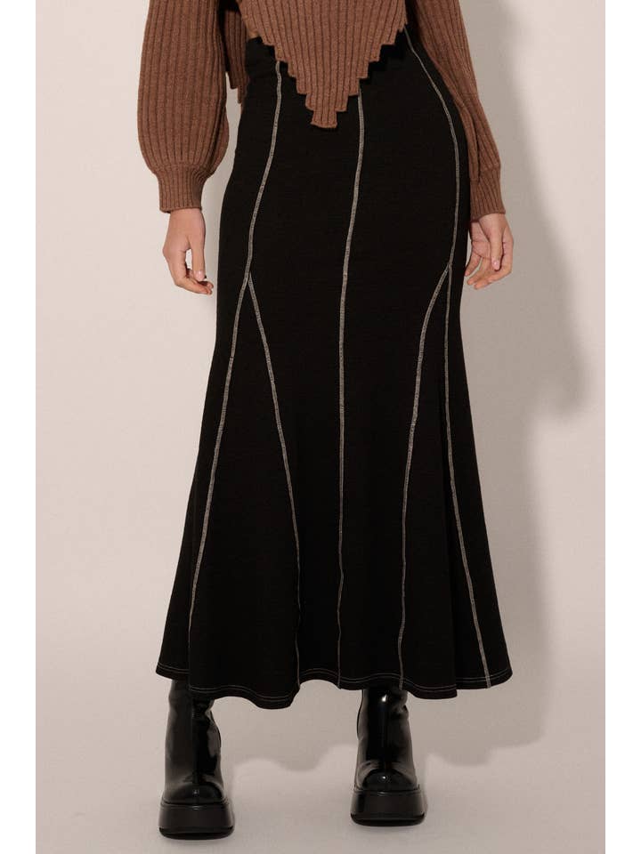 Promesa USA - Wholesale Skirt - Women's - Solid Inverted Seam Flared Maxi Skirt6