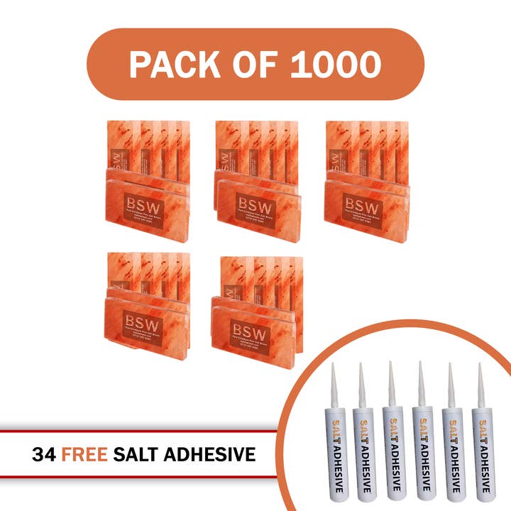Himalayan Pink Salt Tiles - Pack of 1000 With 34 Free Salt Adhesive for wholesale by Build Salt Wall