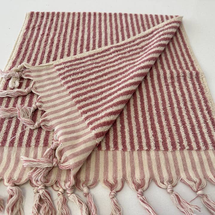 YURTLUS - Wholesale Hand Towel - Organic Stripes Series - Hand Towel 18x 37,Soft Thick Towel, Kitchen Towel - Old Rose5