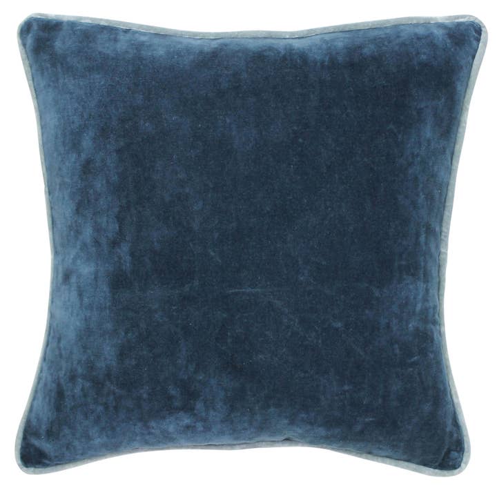 Andover Velvet Pillow, Steel Blue for wholesale by HomArt