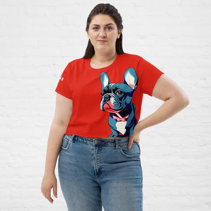 Frenchie in Red Crop Top for wholesale by FunnyNikko