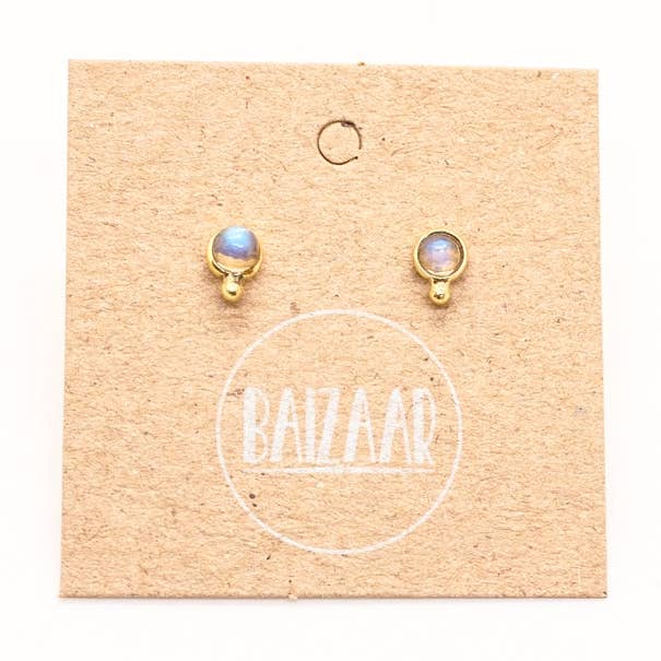 Mässing Stone Dot Stud örhängen för wholesale av Baizaar