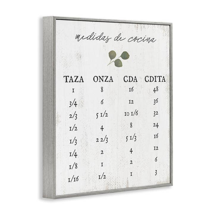 Stupell Industries - Wholesale Wall Decor - Kids & Baby - Tabla de Medidas de Cocina Framed Giclee Art17