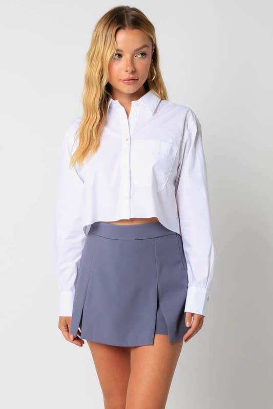 Olivaceous - Wholesale Button Down Shirt - Women's - Cropped Shirt2