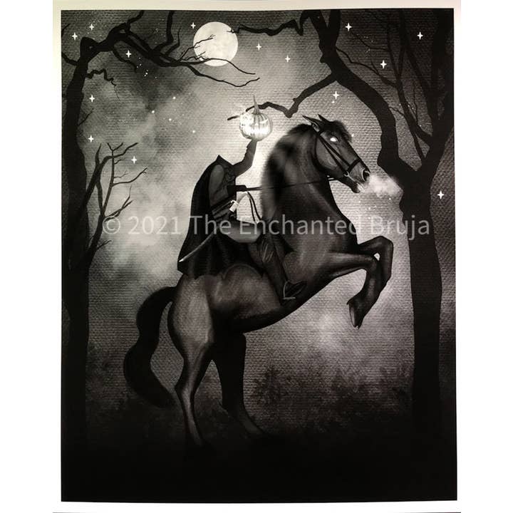 The Enchanted Bruja - Wholesale Art Print - Headless Horseman Spooky print 1
