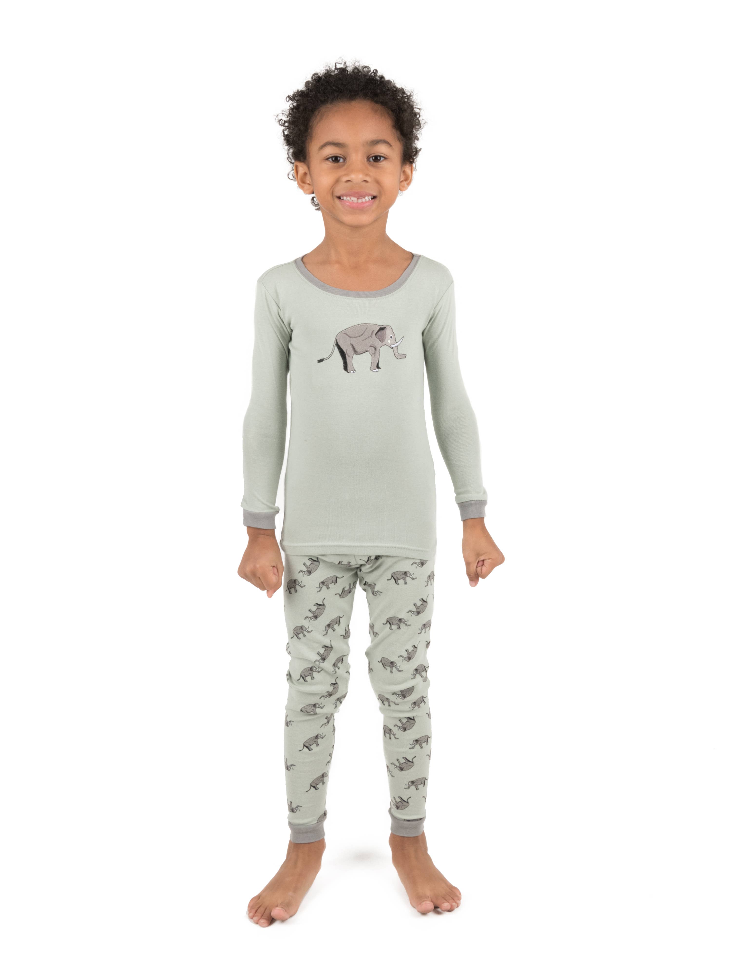 Leveret Pajamas - Venta al por mayor Conjunto de pijama - Niños - Pijama Algodón Dos Piezas Niño Elefante1