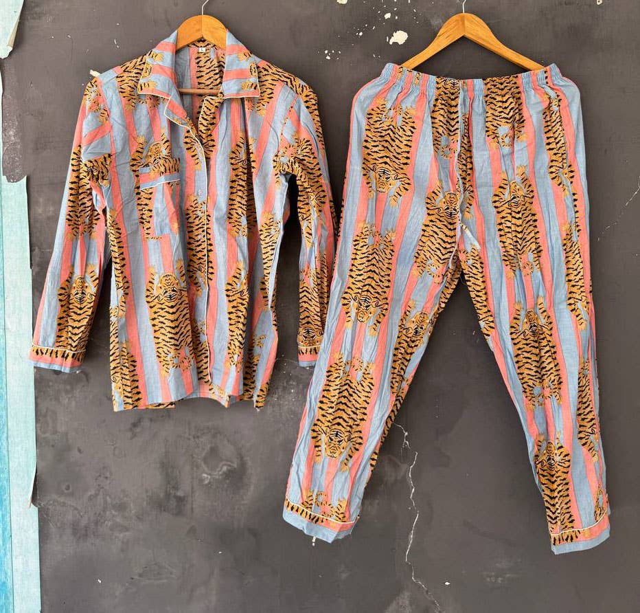 bhavnas boutique - Wholesale Sleepwear Set - Women's - PJ Set Tiger Print Women Suit Indian Cotton Night Wear Suit5