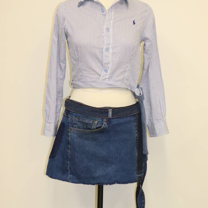 Wrap-tie Crop Top & Wrap-around Denim Skirt for wholesale by The New Zion