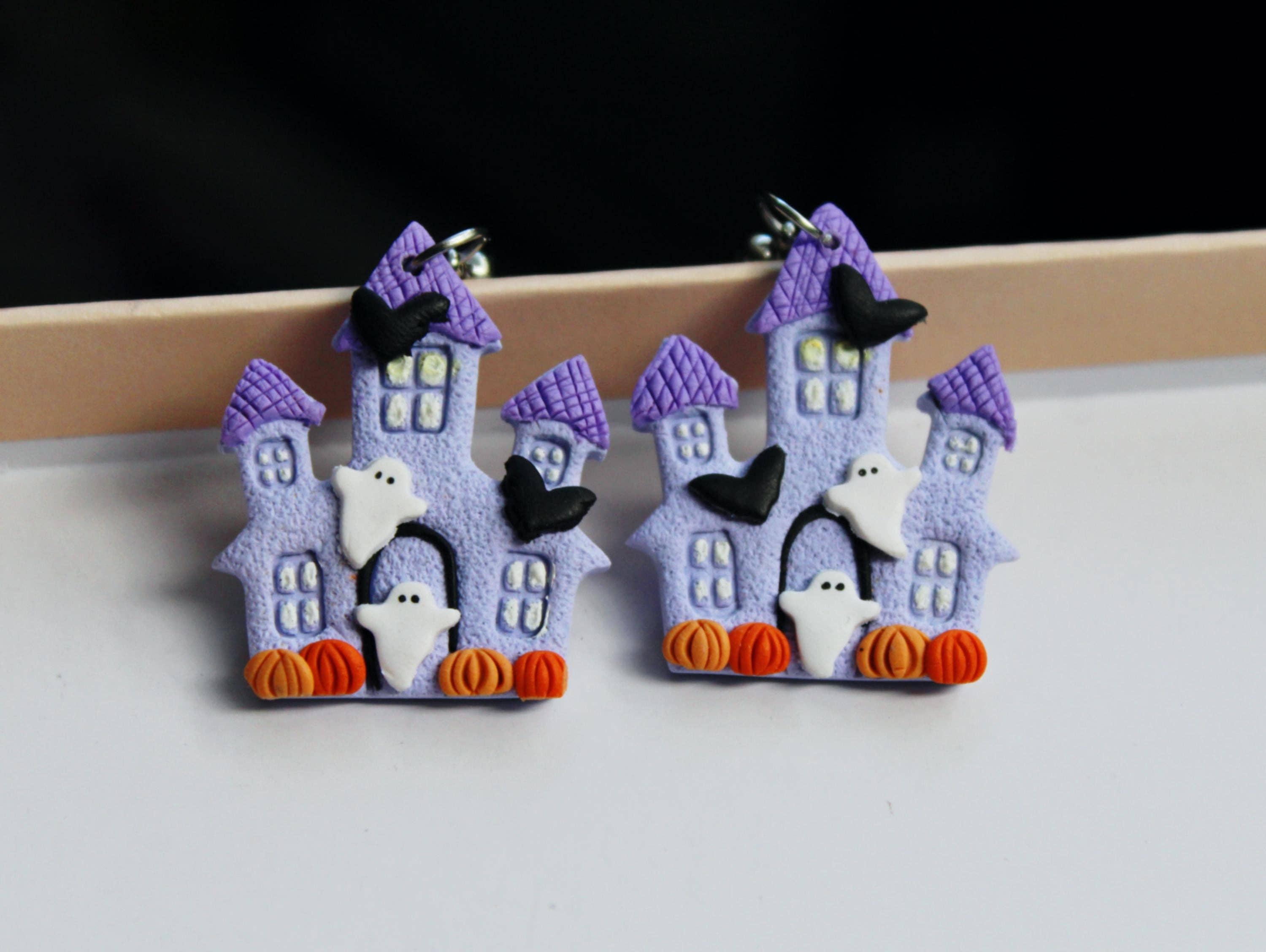 Studio Niani - Wholesale Dangle Earrings - Halloween House Earrings, Ghost Earrings3