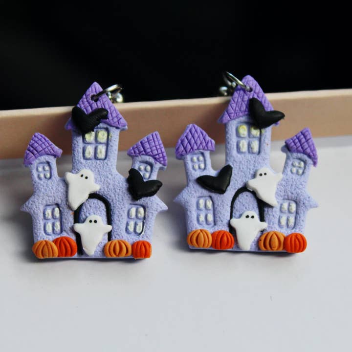 Studio Niani - Wholesale Hangende/ronde oorbellen - Halloween Huis Oorbellen, Spook Oorbellen3