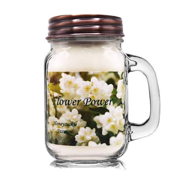 Flower Power - Candela in cera di soia al gelsomino al caprifoglio 100% per la vendita all'ingrosso da parte di Mountain Kettle