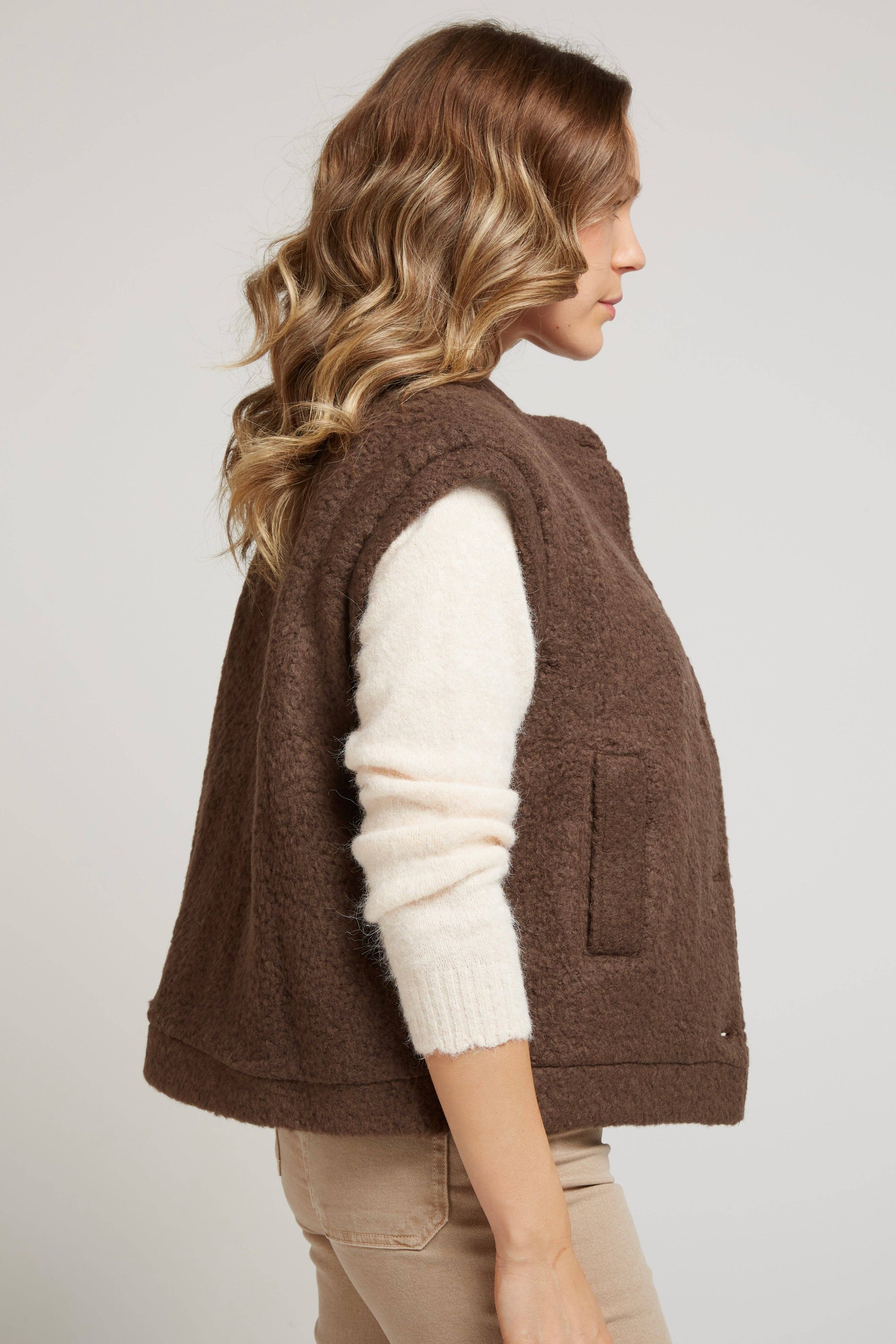 Andy & Lucy – Cardigan - Mulher por atacado – GANDALF - Colete sem mangas em lã bouclé13