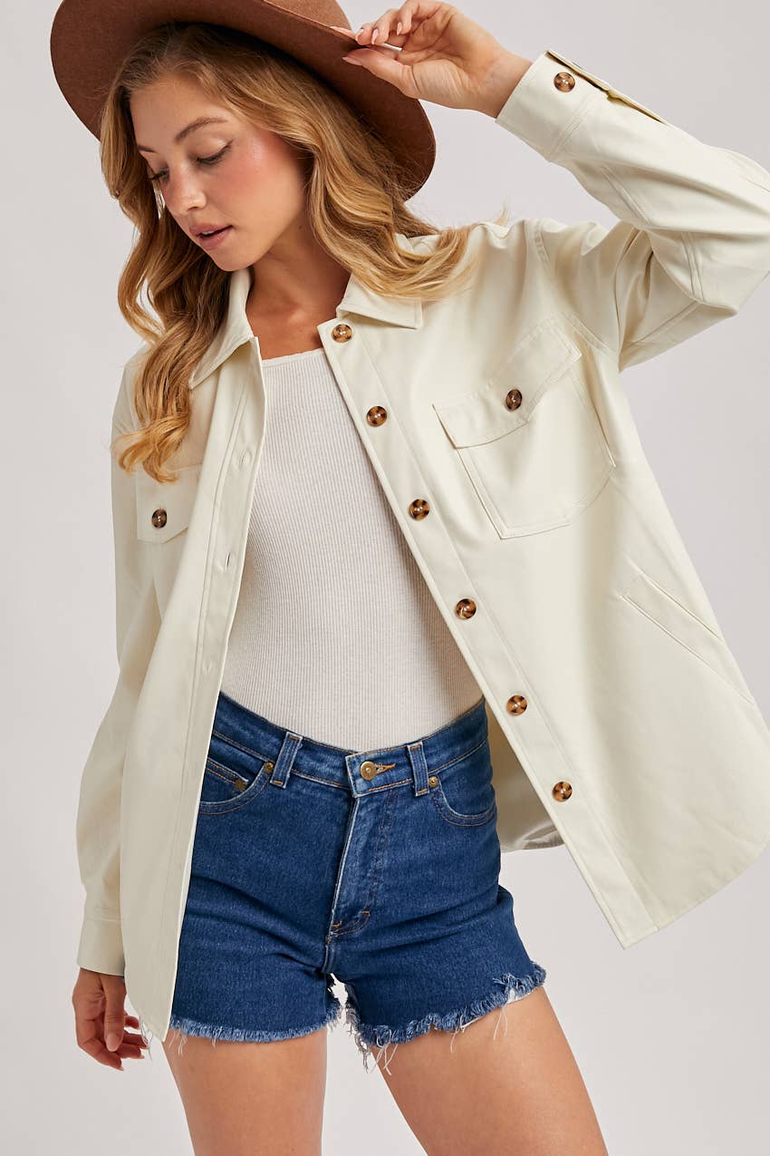 Bluivy - Vendita all'ingrosso Giacca a camicia - Donna - SHACKET IN PELLE VEGANA3