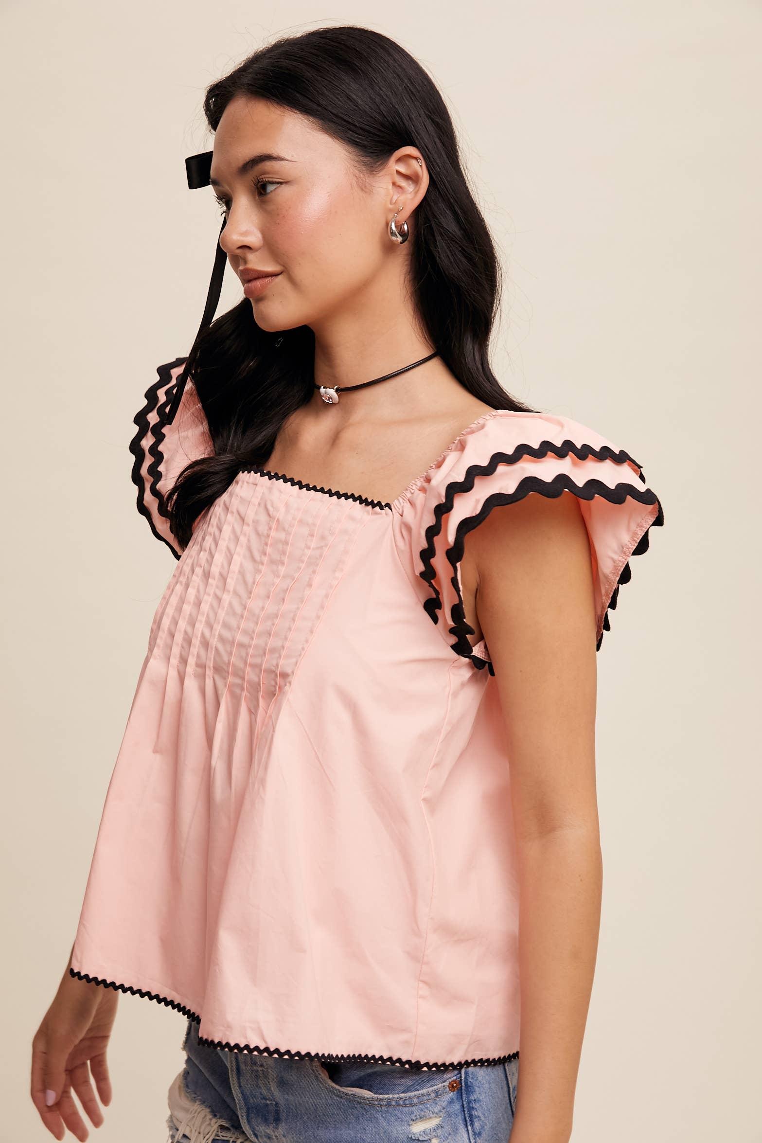 Listicle – wholesale Blouse – Women’s – Flutter-Sleeve Pintuck Top14